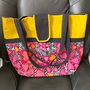 Homemade tote bag fun colorful pockets 11x5x12 inches